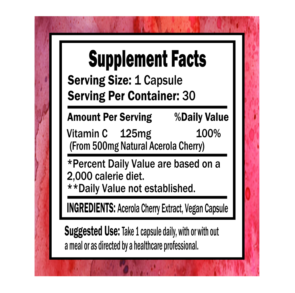 Acerola Cherry Vitamin C Capsules: 30ct