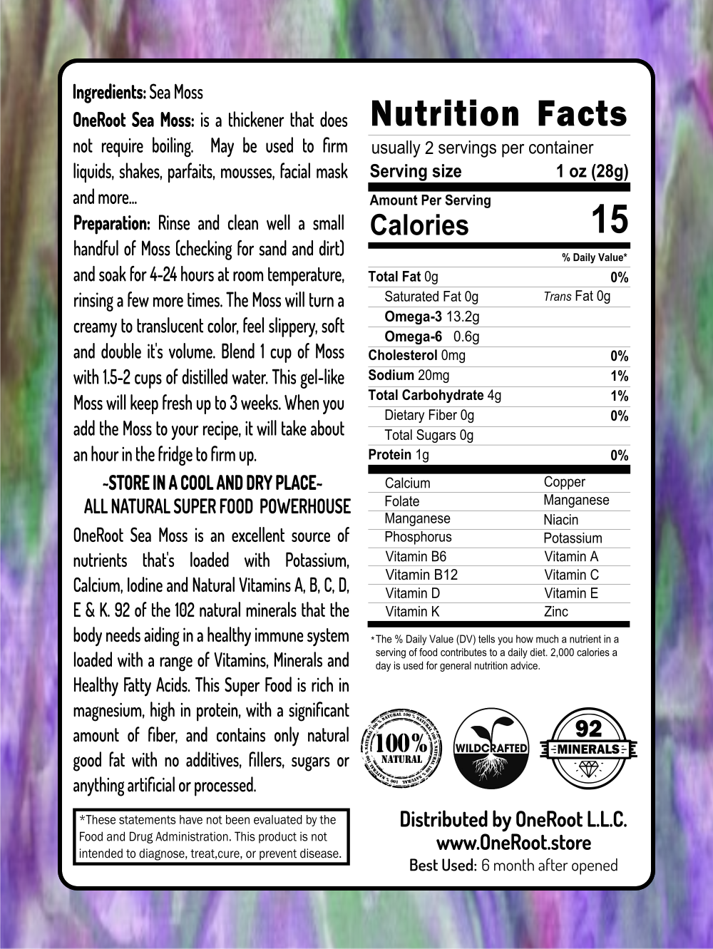 Dark Purple Sea Moss Whole: 4oz